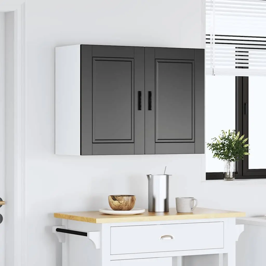 Kitchen Cabinet Engineered Wood Black Wall Storage Cupboard