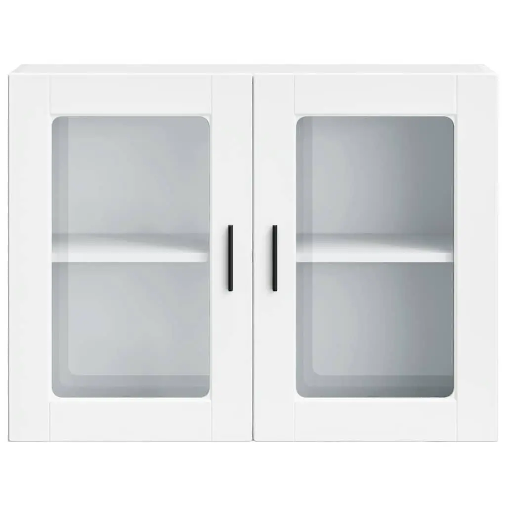 Mounted Wall Cabinet Engineered Wood Glass Door White Kitchen Storage Unit