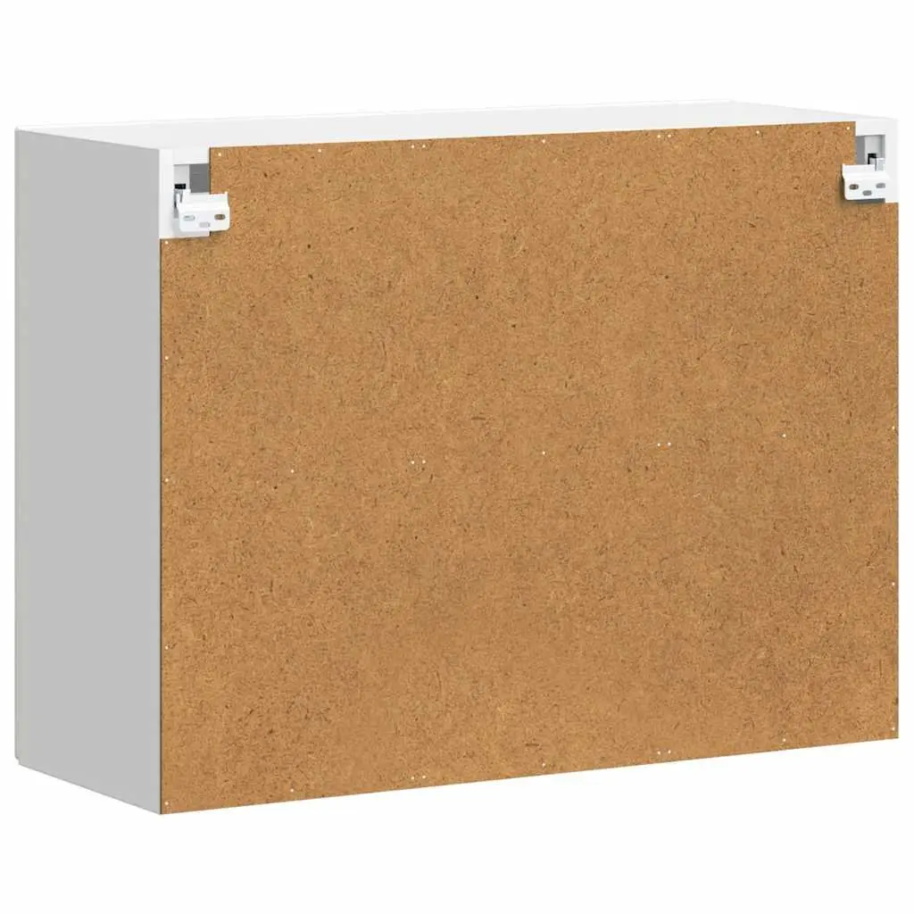 Mounted Wall Cabinet Engineered Wood Glass Door White Kitchen Storage Unit