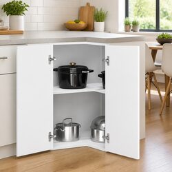 Kitchen Wall Corner Cabinet White Engineered Wood Storage Cupboard