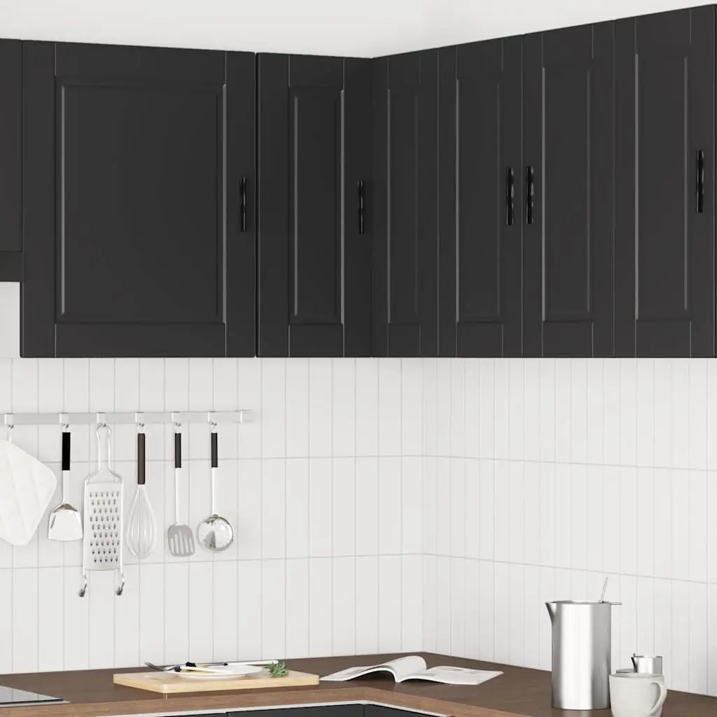 Kitchen Corner Cabinet Engineered Wood Wall-mounted Black Storage Unit