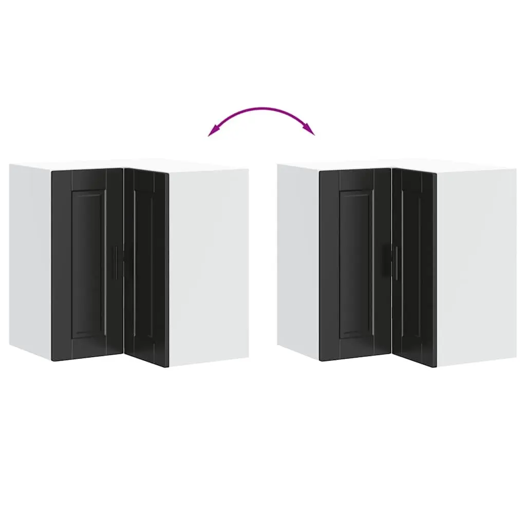 Kitchen Corner Cabinet Engineered Wood Wall-mounted Black Storage Unit