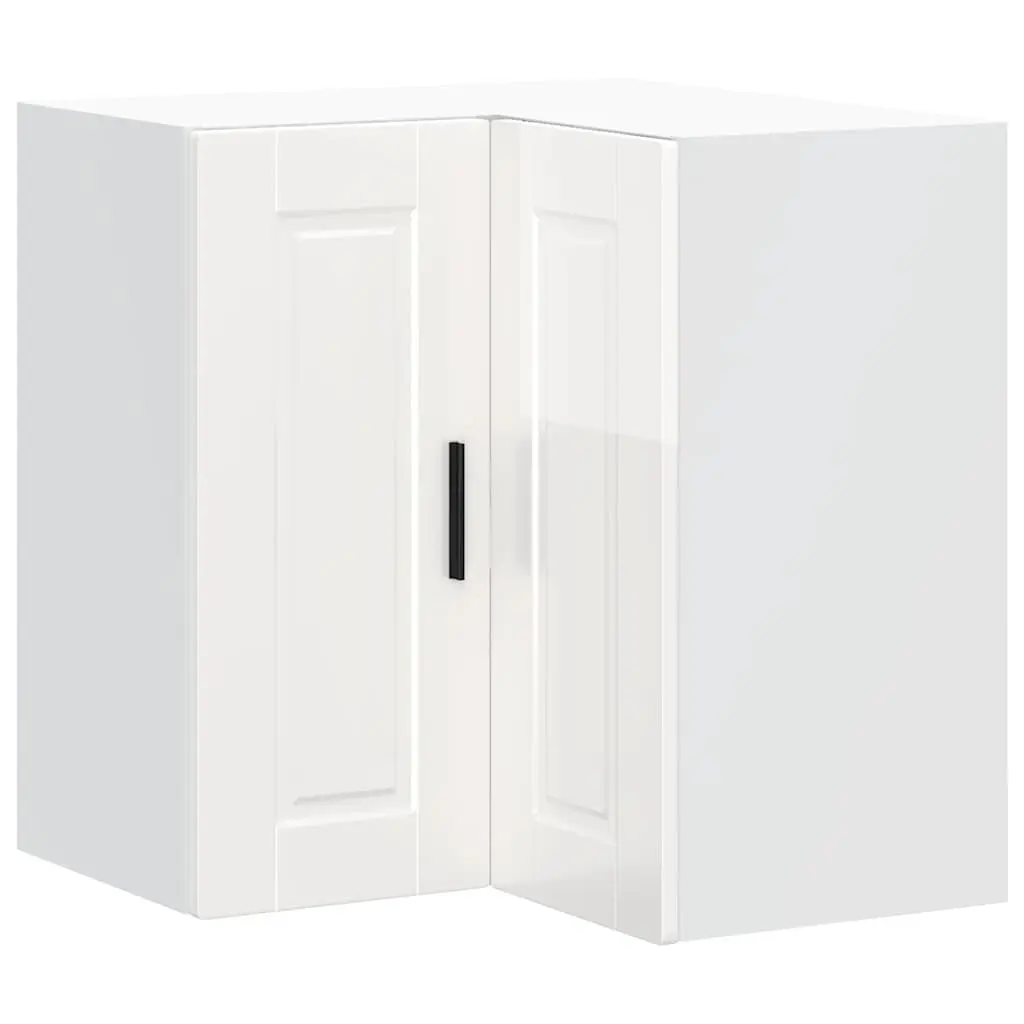 Kitchen Wall Corner Cabinet White Engineered Wood High Gloss Storage Cupboard