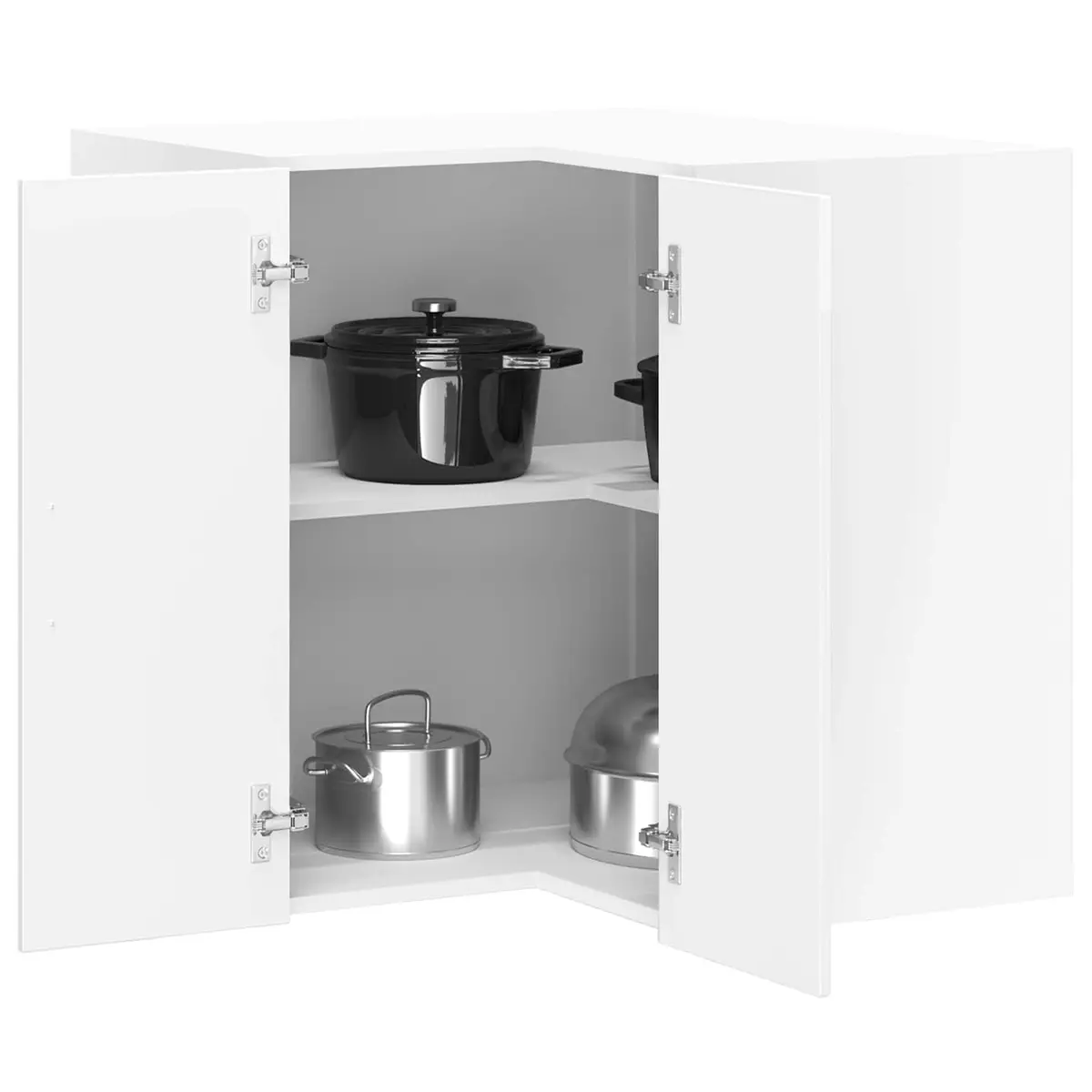 Kitchen Wall Corner Cabinet White Engineered Wood High Gloss Storage Cupboard