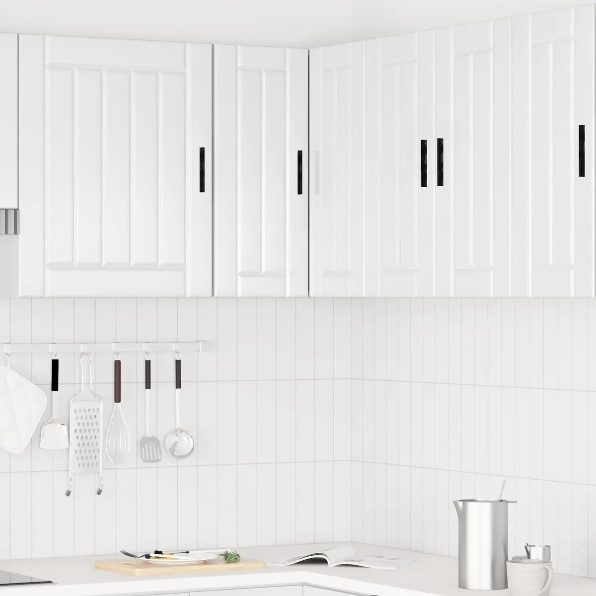 Kitchen Wall Corner Cabinet White Engineered Wood High Gloss Storage Cupboard