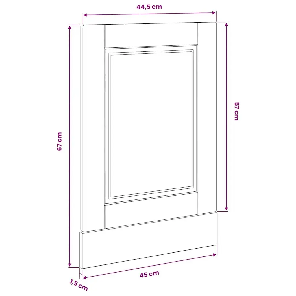 Black Dishwasher Front Cover Panel Engineered Wood 45cm x 57cm