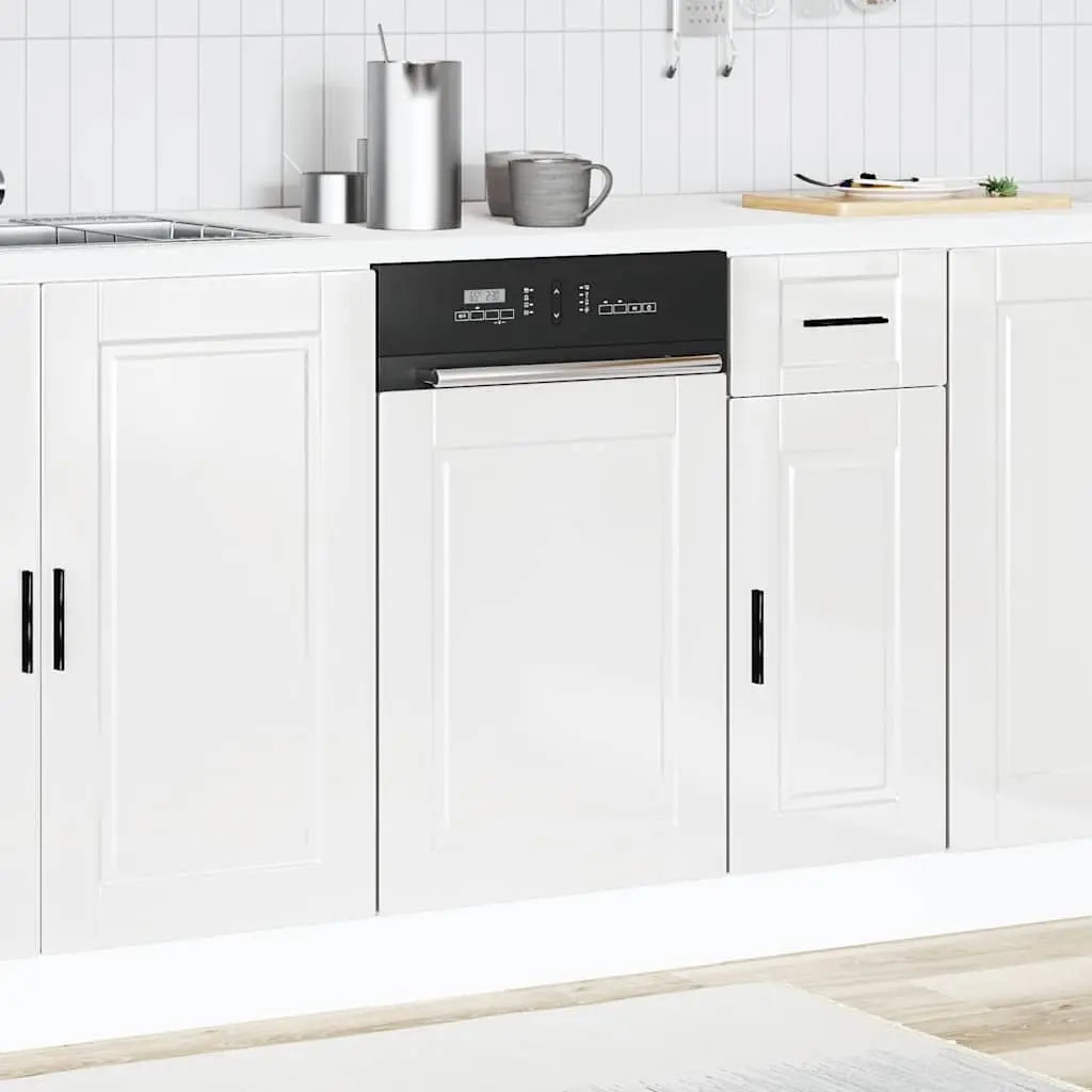 Dishwasher Front Panel Engineered Wood White High Gloss Smooth Finish 45x15x57cm