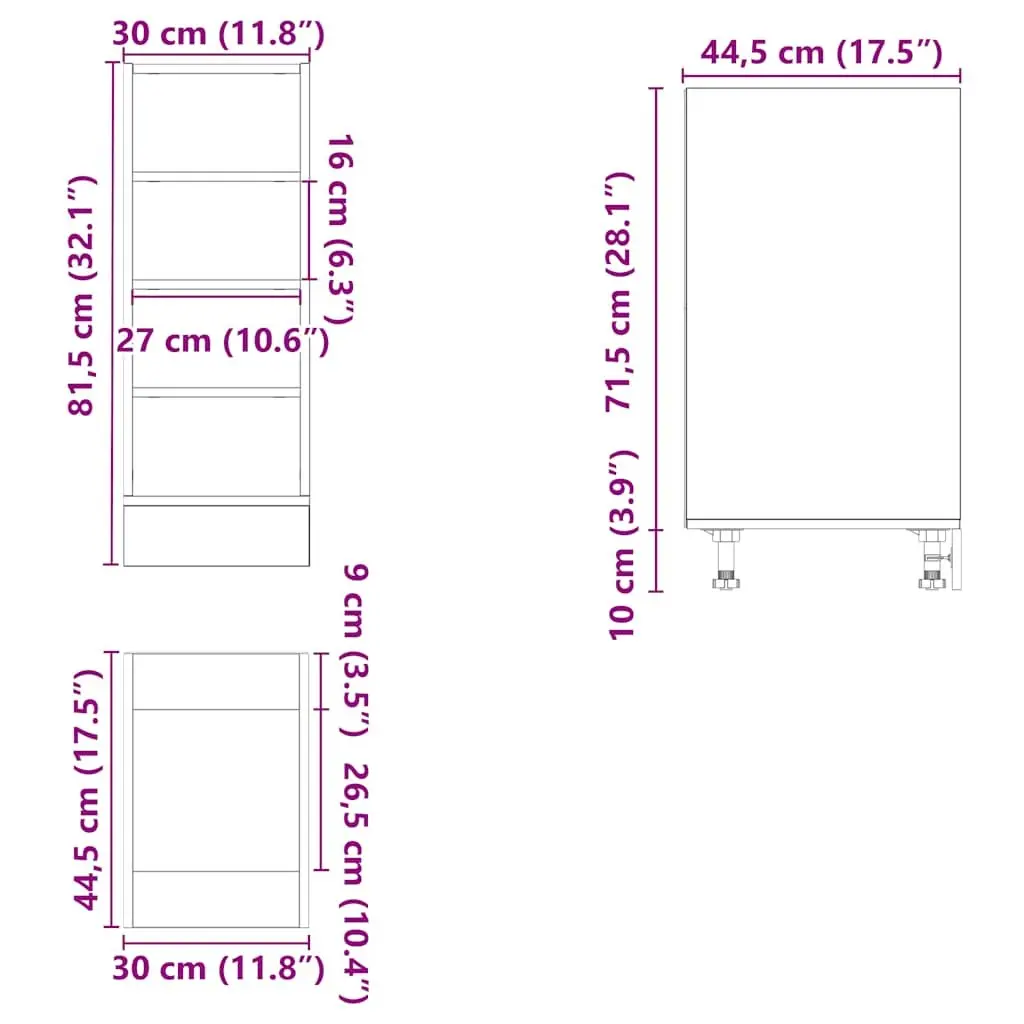 Bottom Kitchen Cabinet Engineered Wood 30x44.5x81.5cm White