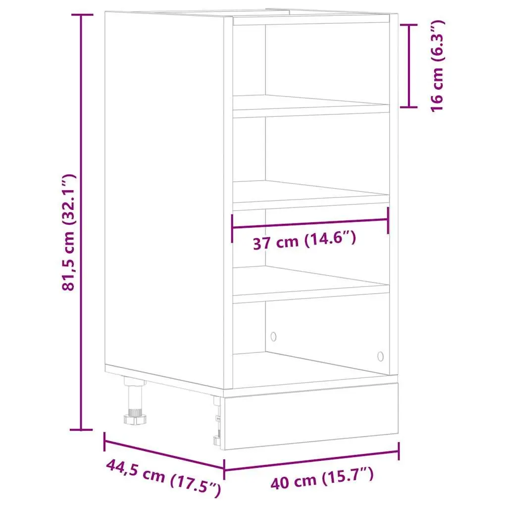 Bottom Kitchen Cabinet White Storage Cupboard Engineered Wood 40x44.5x81.5cm