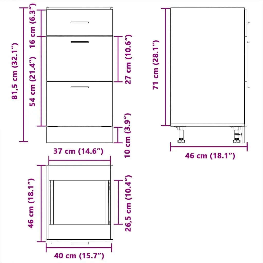 Bottom Kitchen Cabinet 40x46x81.5cm for Organization