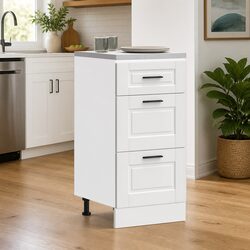 Kitchen Base Cabinet White Storage Cupboard Engineered Wood Adjustable Feet