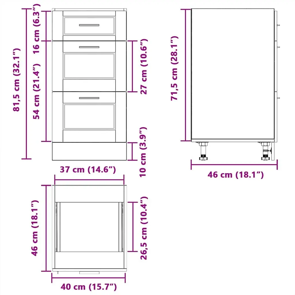 Kitchen Base Cabinet with Adjustable Feet