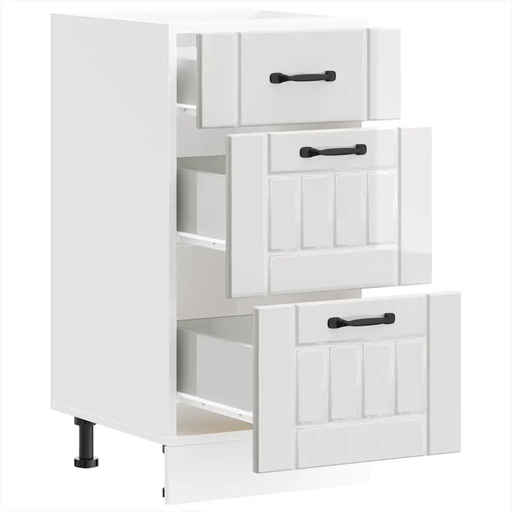 Kitchen Base Cabinet Engineered Wood White Adjustable Feet Storage Cupboard Unit