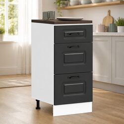 Kitchen Base Cabinet Black Engineered Wood Storage Cupboard with Doors