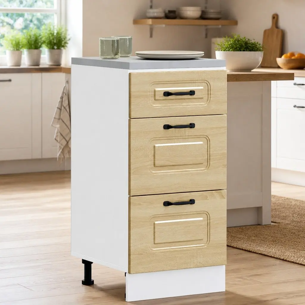 Kitchen Base Cabinet High Gloss White Storage Cupboard Engineered Wood