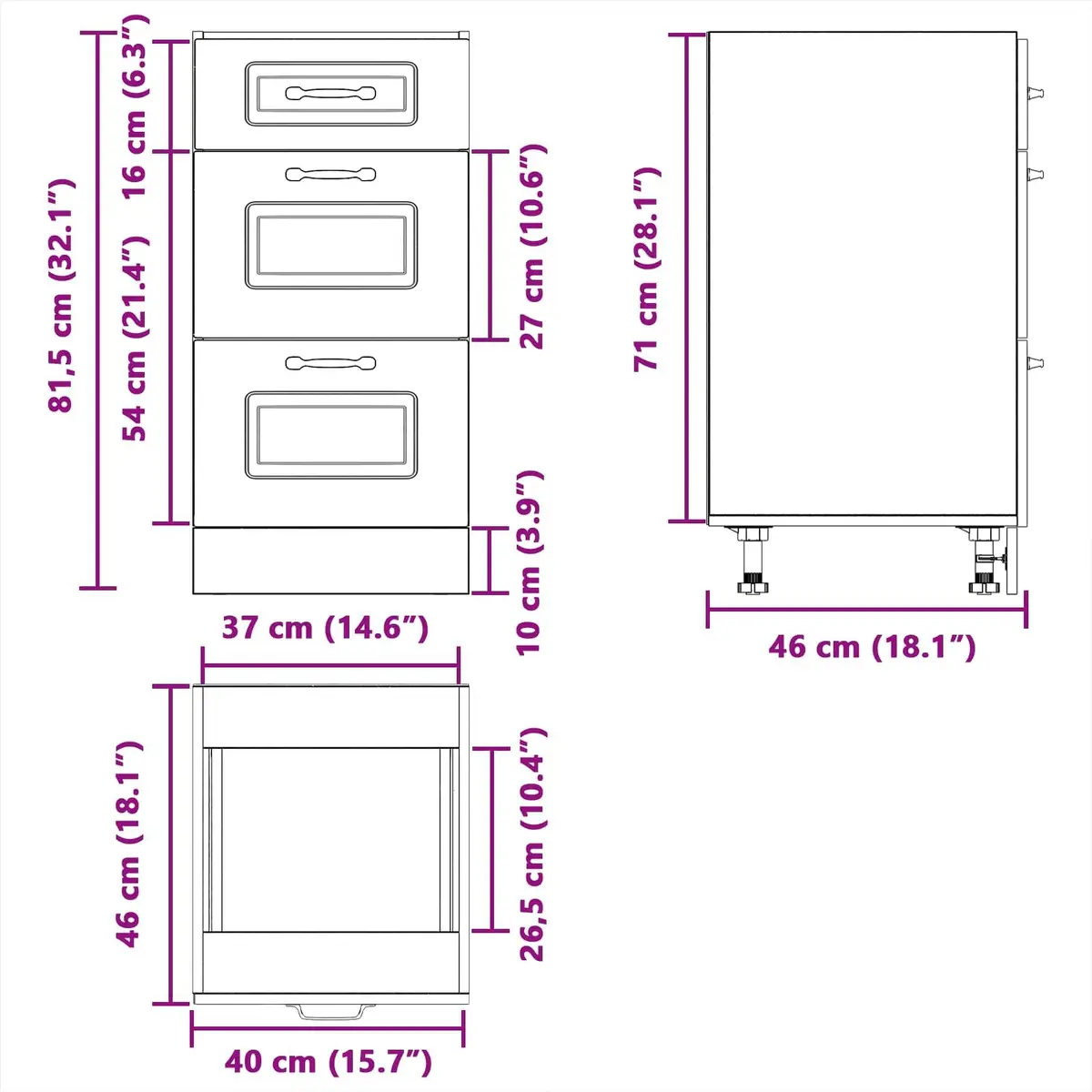 Kitchen Base Cabinet High Gloss White Storage Cupboard Engineered Wood