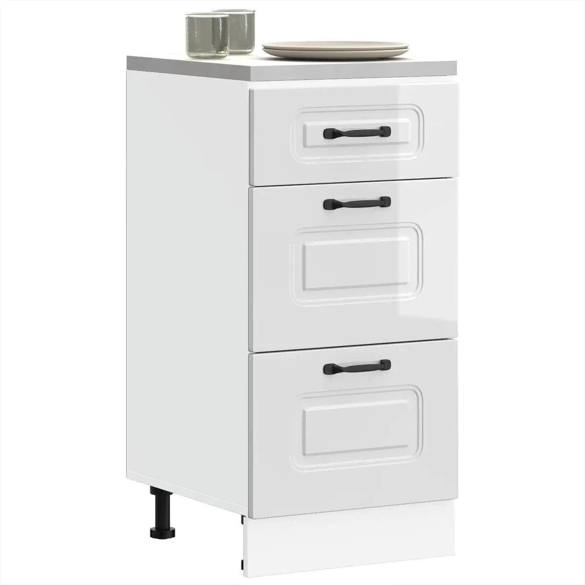 Kitchen Base Cabinet High Gloss White Storage Cupboard Engineered Wood