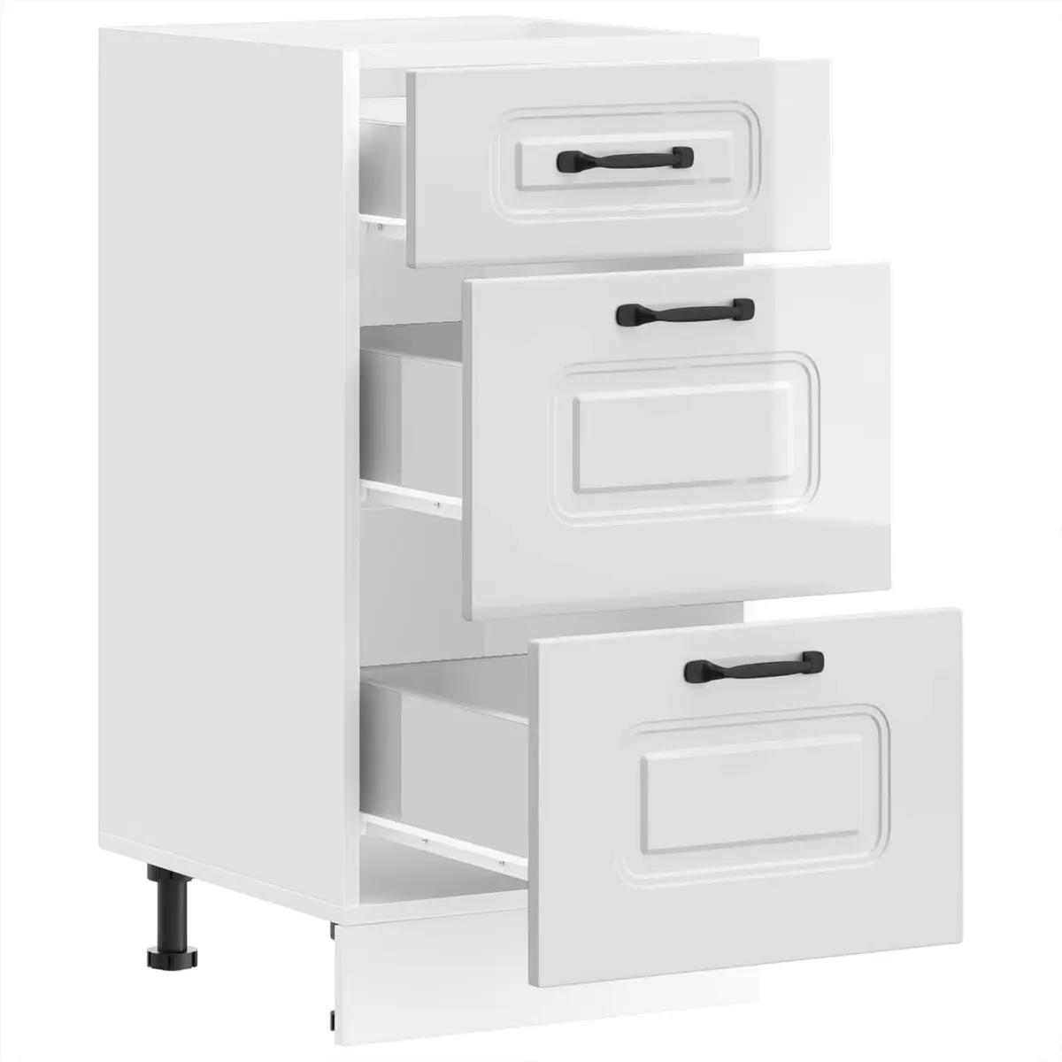Kitchen Base Cabinet High Gloss White Storage Cupboard Engineered Wood