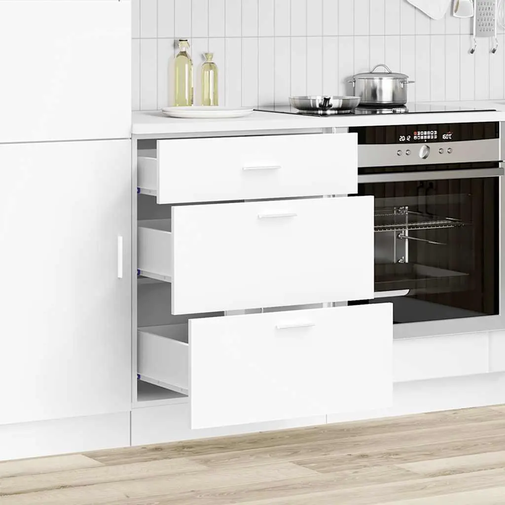 Kitchen Base Cabinet White Storage Cupboard Engineered Wood Adjustable Feet
