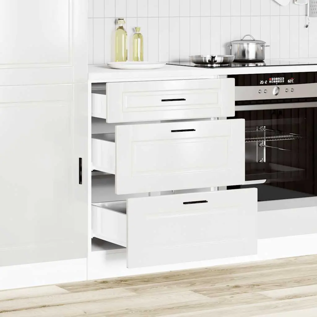 Kitchen Base Cabinet Engineered Wood White High Gloss