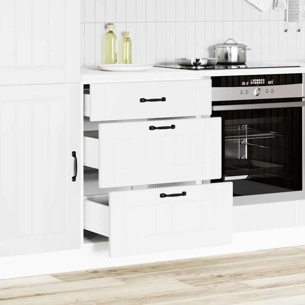Kitchen Base Cabinet White Engineered Wood Storage Cupboard Adjustable Feet