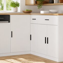 Kitchen Base Cabinet White Engineered Wood Storage Cupboard Sink Unit