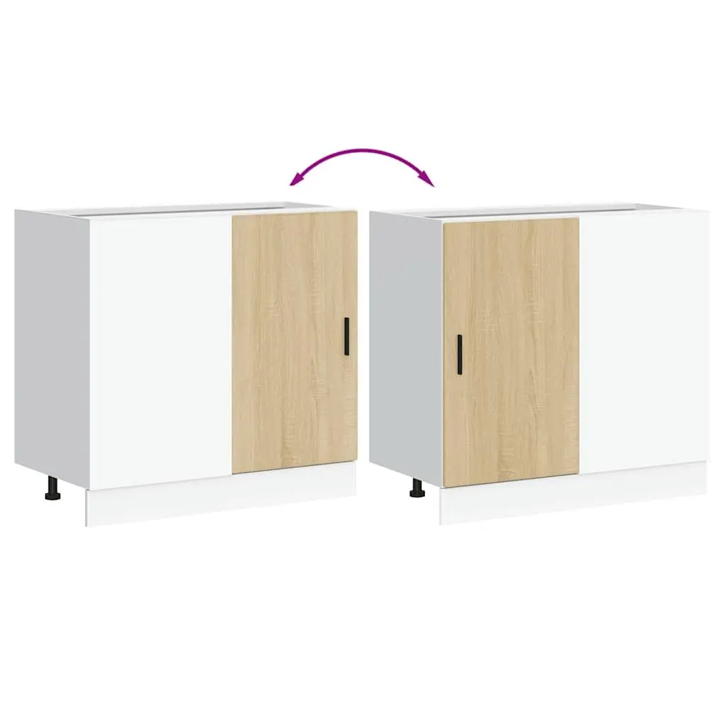 Kitchen Base Cabinet Brown Engineered Wood Storage Cupboard Sink Unit Furniture