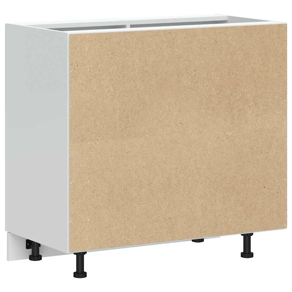 Kitchen Base Cabinet White High Gloss Engineered Wood Storage Furniture Sink