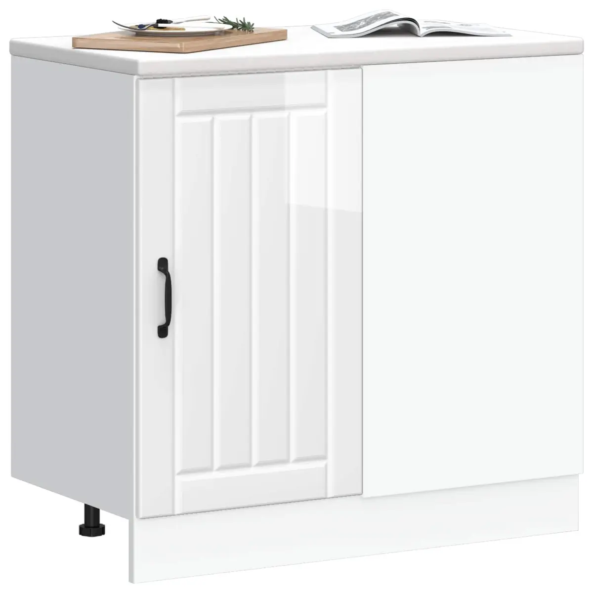 Kitchen Base Cabinet White High Gloss Engineered Wood Storage Furniture Sink