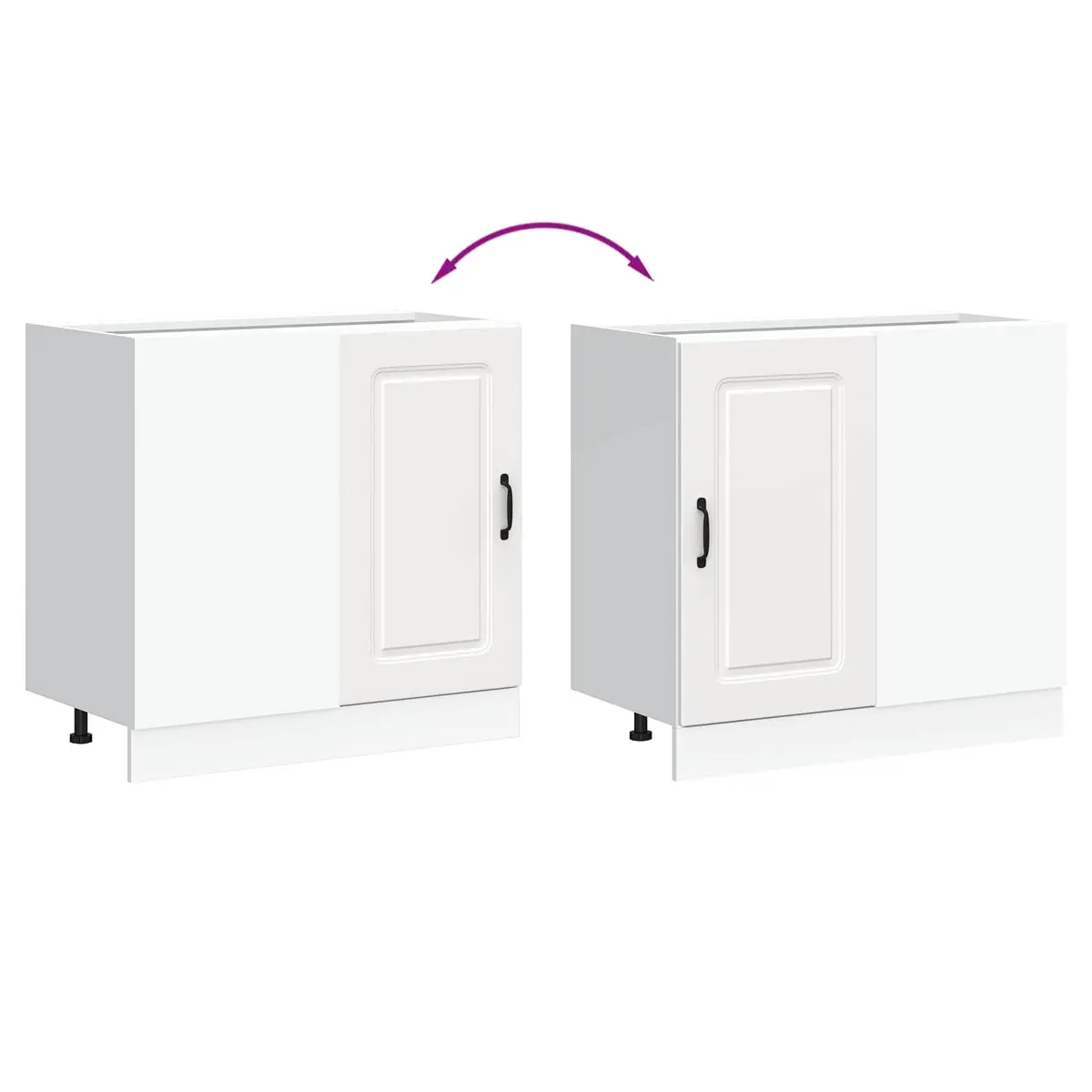 Kitchen Base Cabinet Engineered Wood White Storage Cupboard