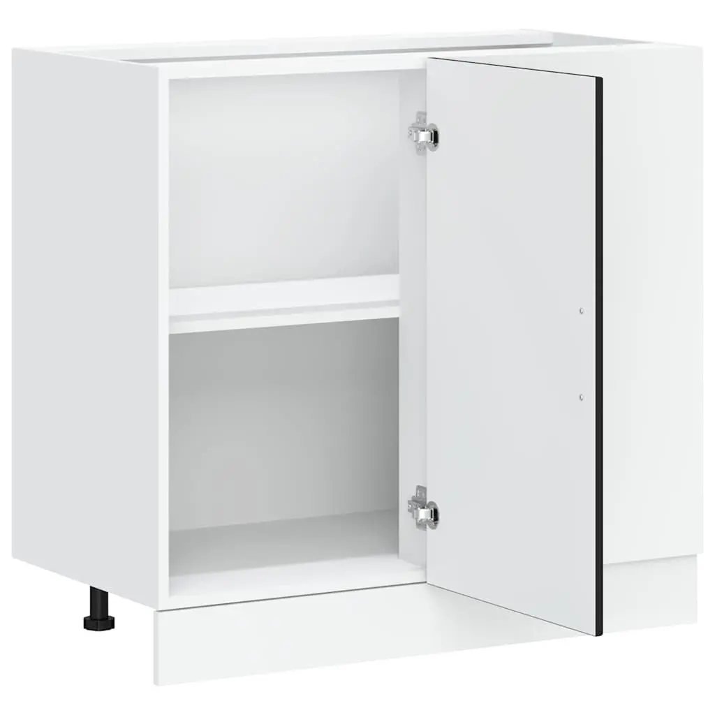 Black Engineered Wood Kitchen Cupboard Storage Cabinet with Doors and Adjustable Feet