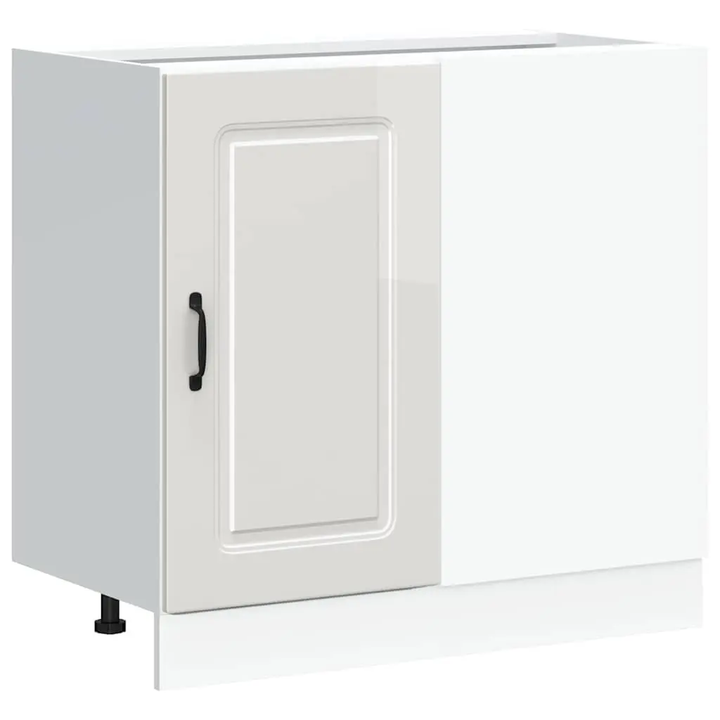 Kitchen Base Cabinet Engineered Wood High Gloss White Storage Cupboard