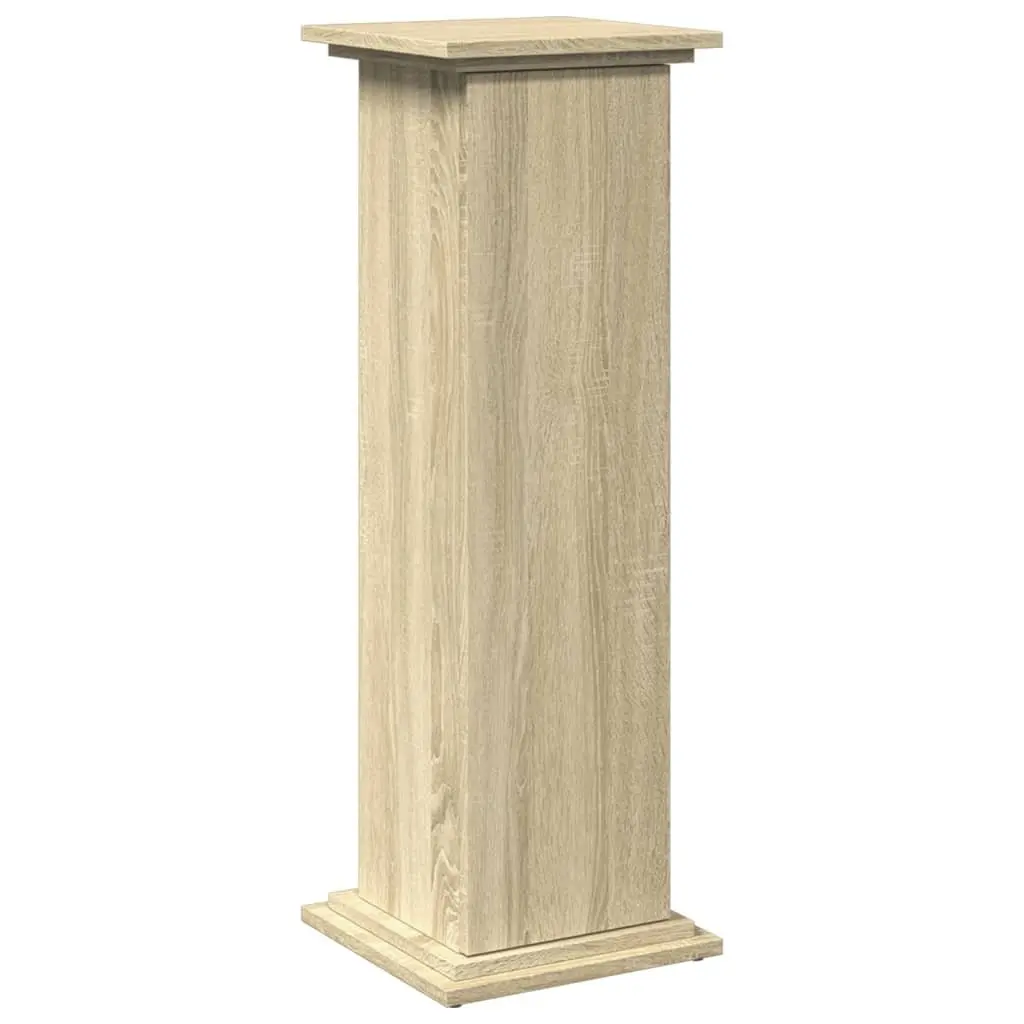 Plant Display Stand Three-Tier Storage Cabinet Brown Engineered Wood Pillar