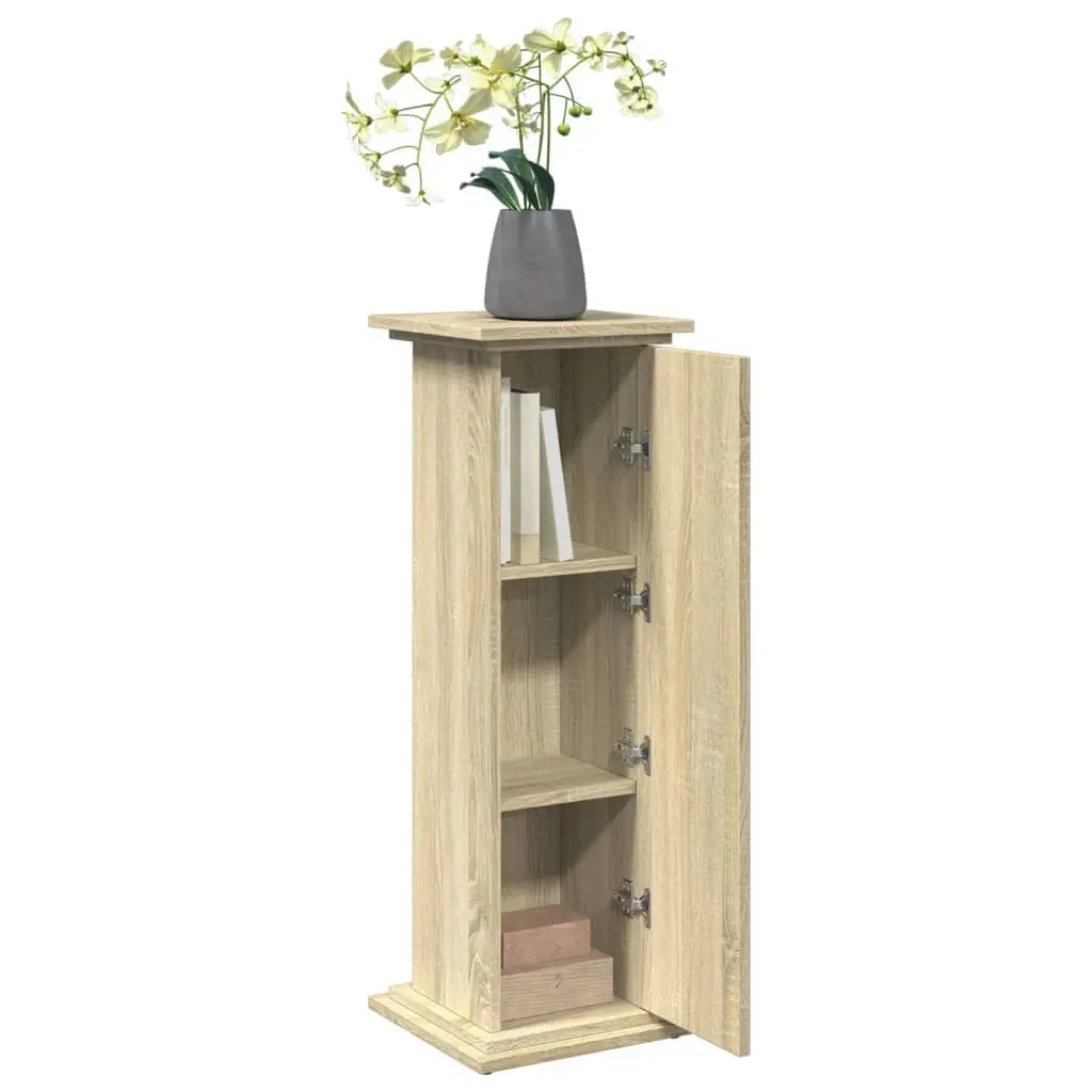 Plant Display Stand Three-Tier Storage Cabinet Brown Engineered Wood Pillar