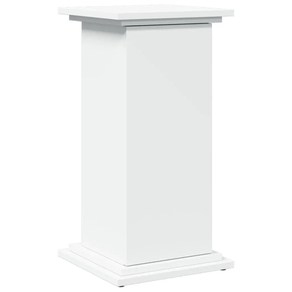 Two-Tier Display Stand Engineered Wood White Storage Cabinet with Hidden Compartments