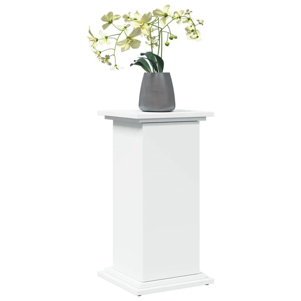 Two-Tier Display Stand Engineered Wood White Storage Cabinet with Hidden Compartments