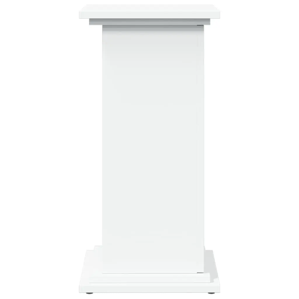 Two-Tier Display Stand Engineered Wood White Storage Cabinet with Hidden Compartments