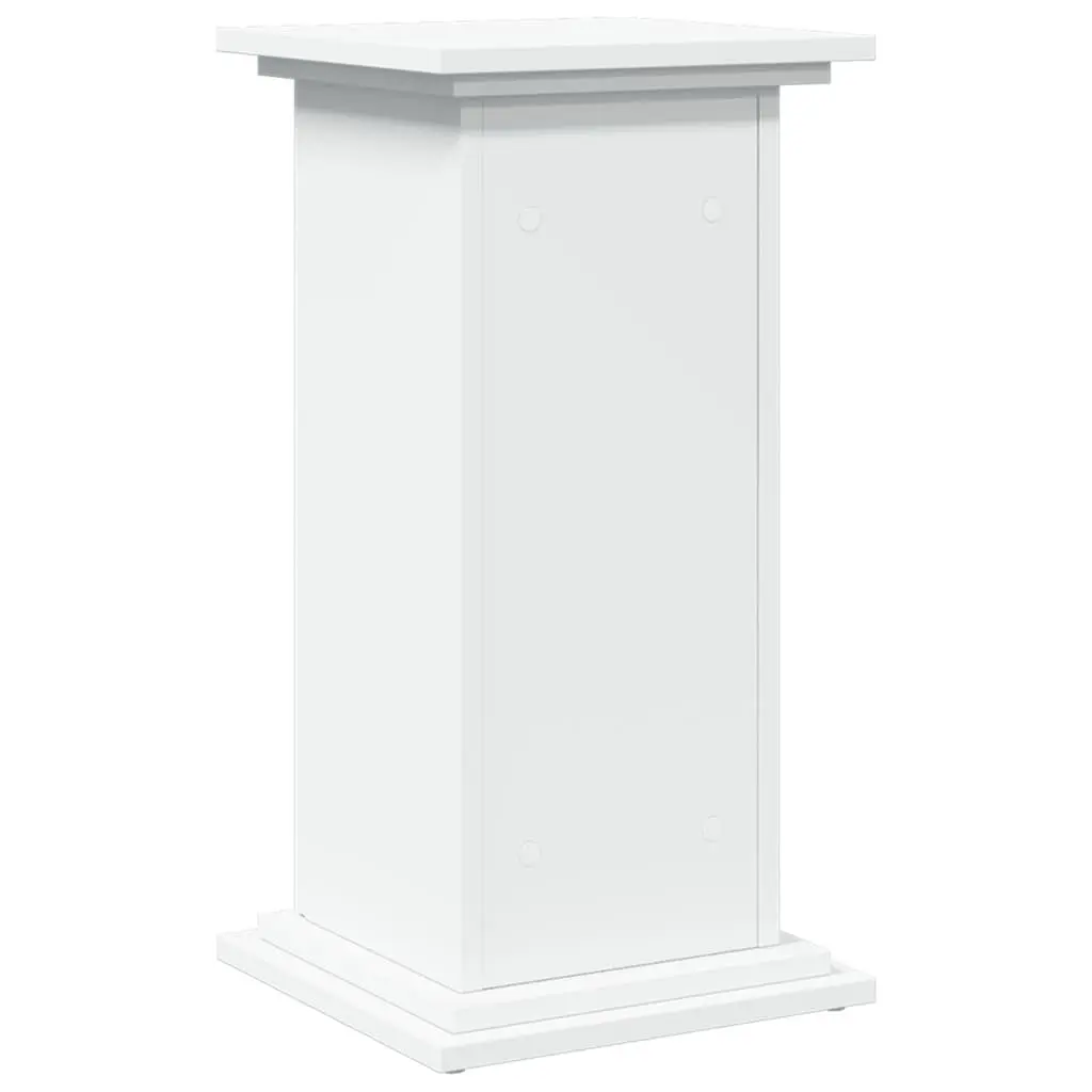 Two-Tier Display Stand Engineered Wood White Storage Cabinet with Hidden Compartments