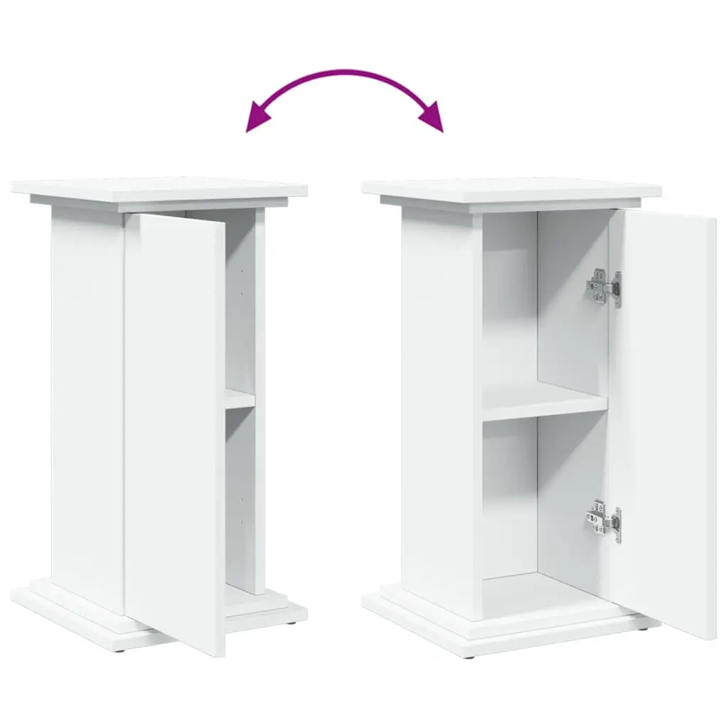 Two-Tier Display Stand Engineered Wood White Storage Cabinet with Hidden Compartments