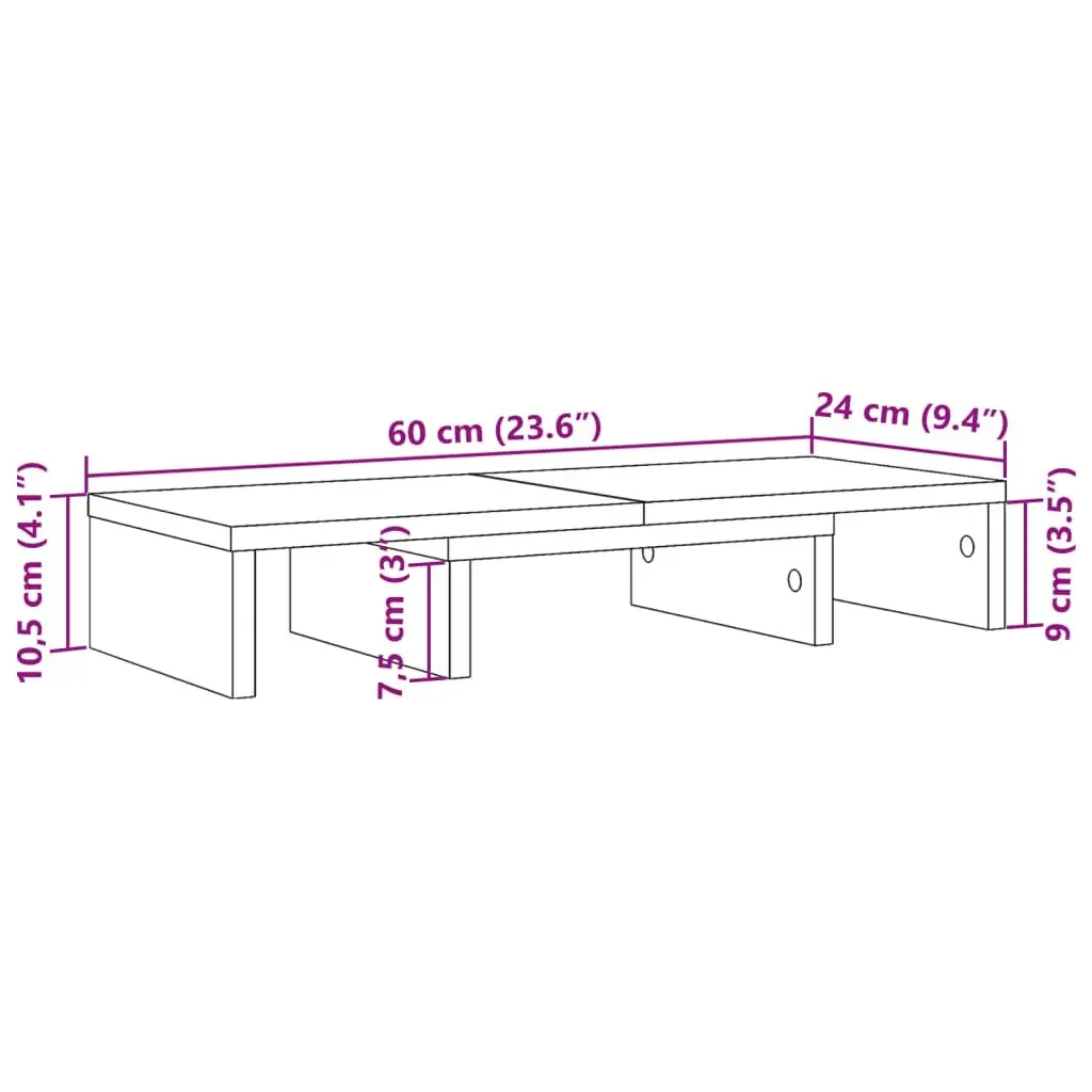 Monitor Stand Adjustable Engineered Wood 60 x 24 x 10.5 cm White