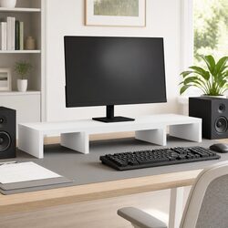 Practical White Adjustable Monitor Stand for Home Office