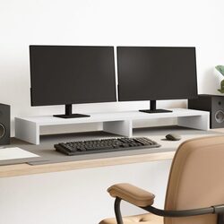Practical White Dual Monitor Stand for Home Office