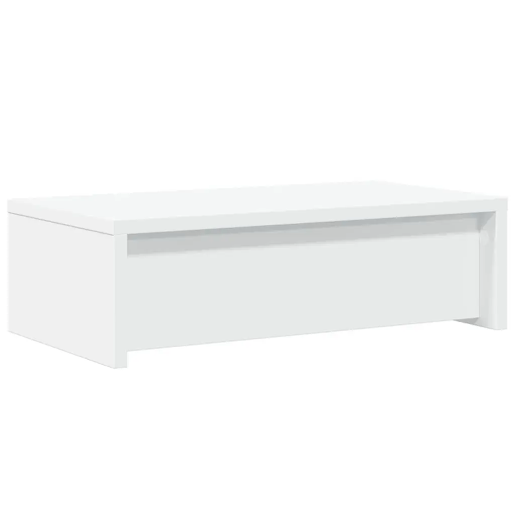 Monitor Stand Engineered Wood White 50x27x15 cm with 2 Storage Drawers for Workspace Essentials