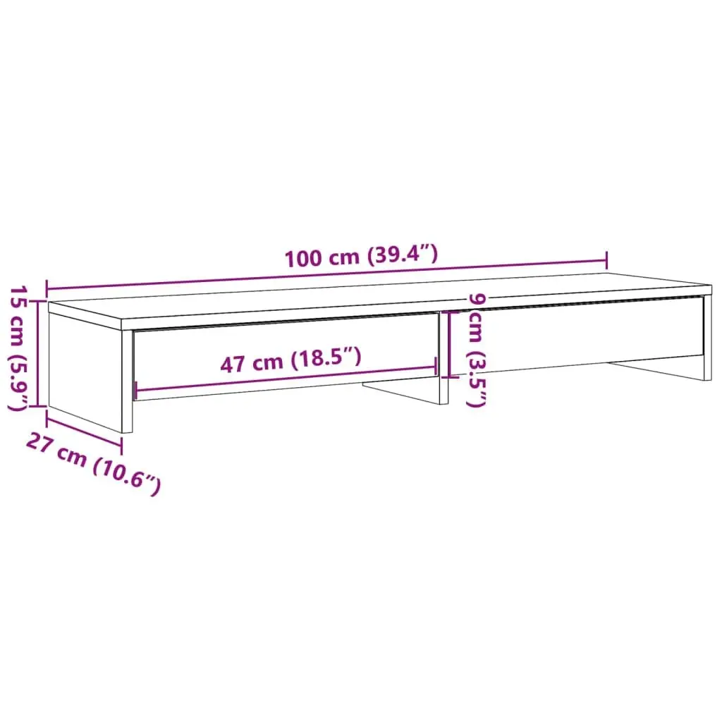 Monitor Stand Engineered Wood 100 x 27 x 15 cm Brown