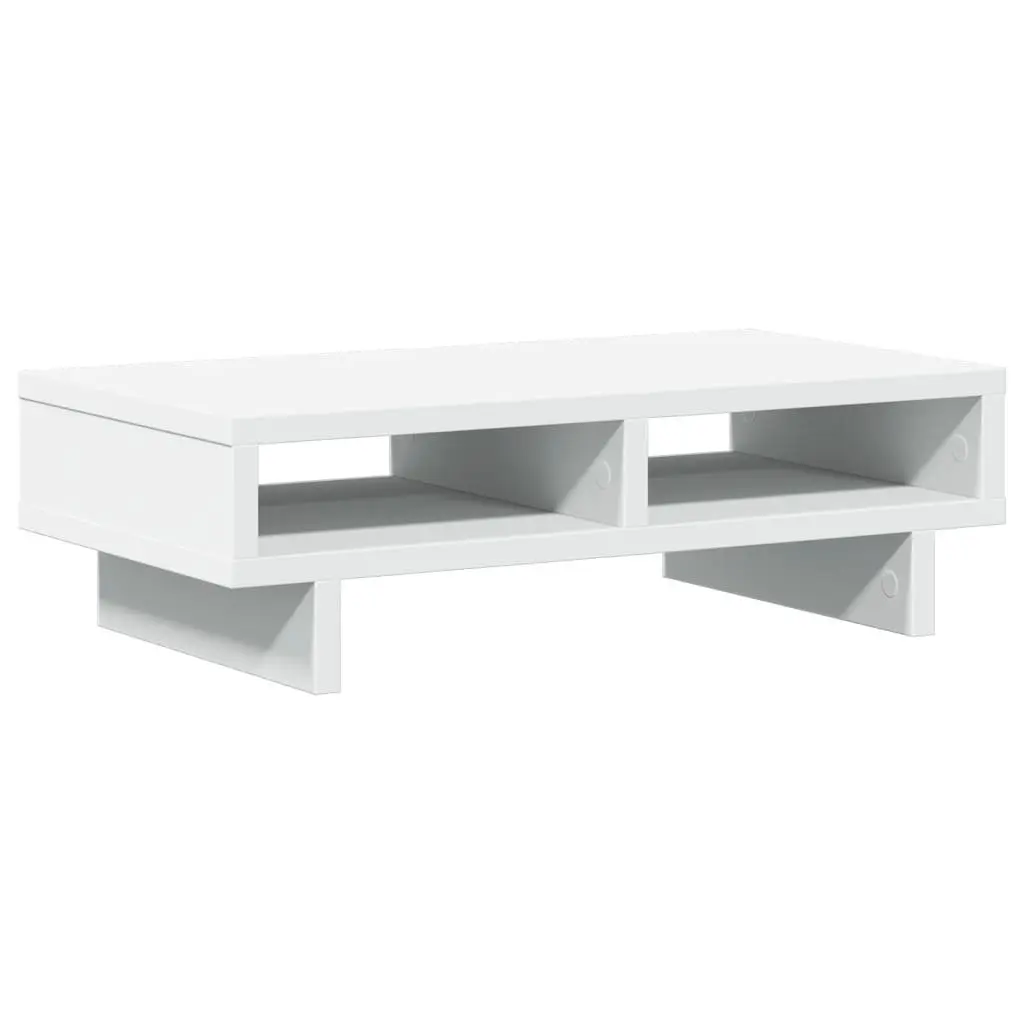 Computer Riser Monitor Stand Engineered Wood White with Storage Compartments 50x27x15cm for Organized Workspace