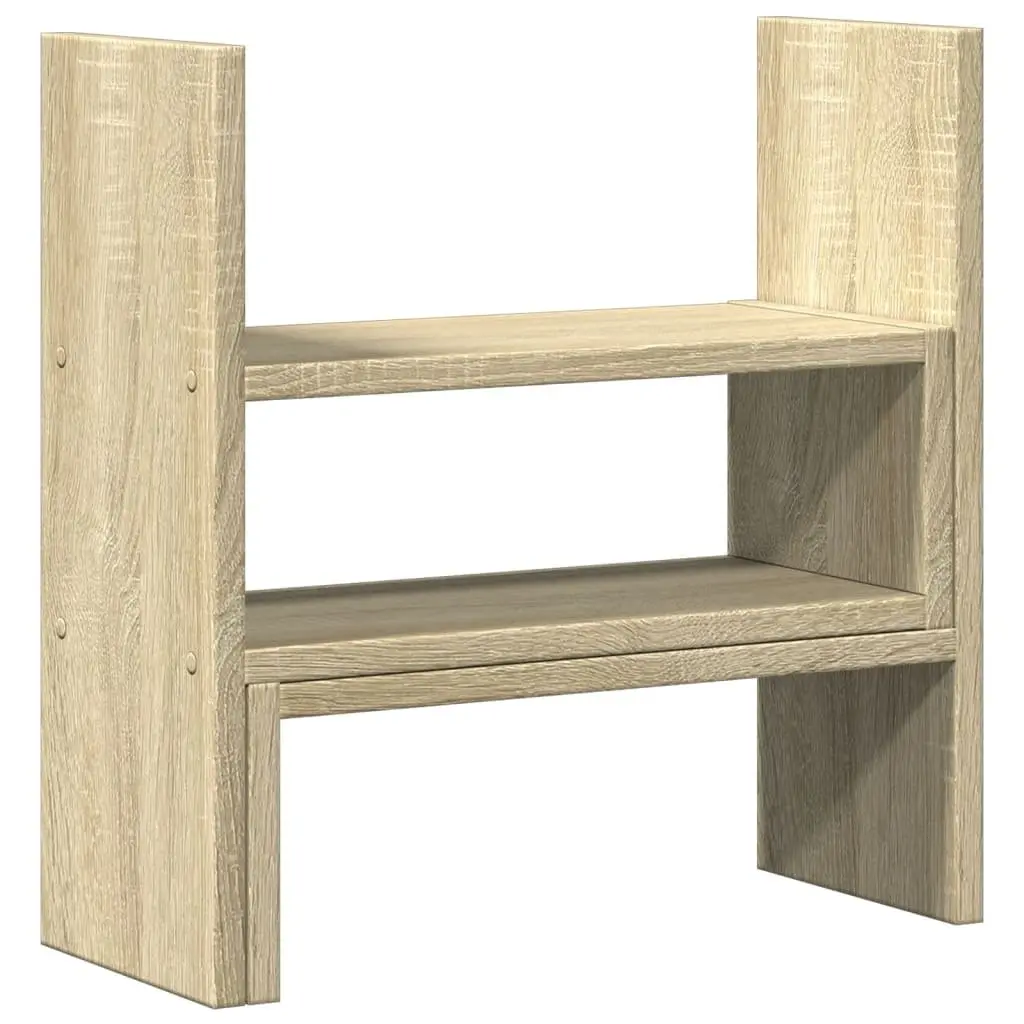 Desk Organiser Adjustable Engineered Wood Two Piece Shelf Rack Brown