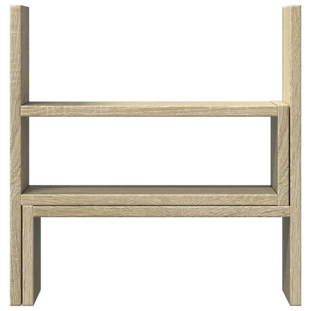 Desk Organiser Adjustable Engineered Wood Two Piece Shelf Rack Brown