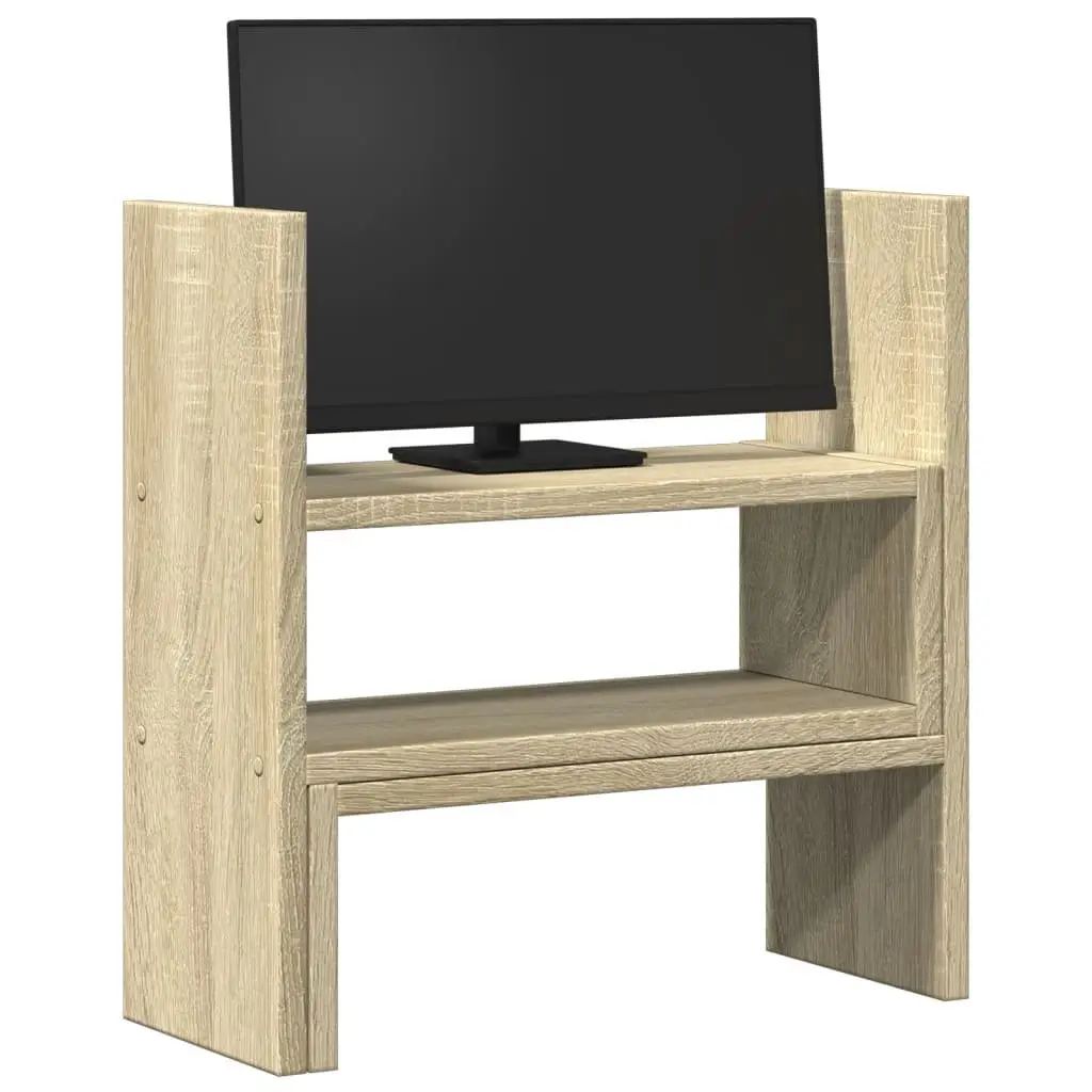 Desk Organiser Adjustable Engineered Wood Two Piece Shelf Rack Brown