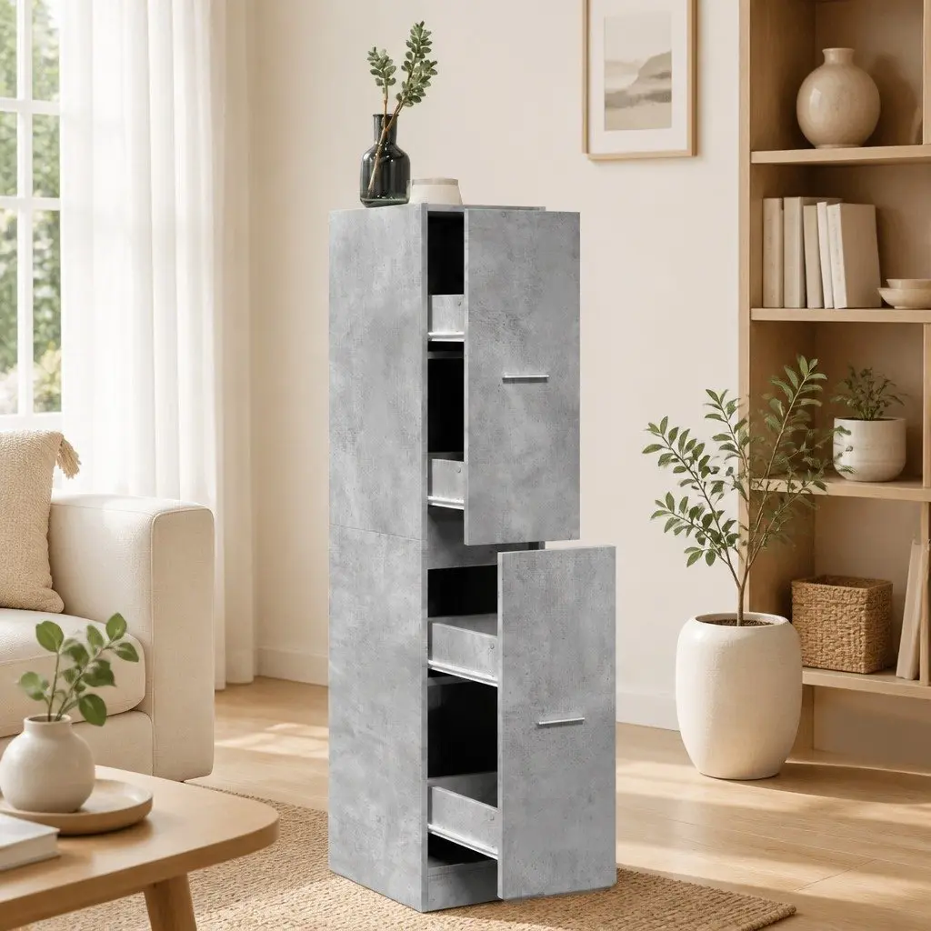 Apothecary Storage Cabinet Engineered Wood 30 x 41 x 144.5 cm Grey
