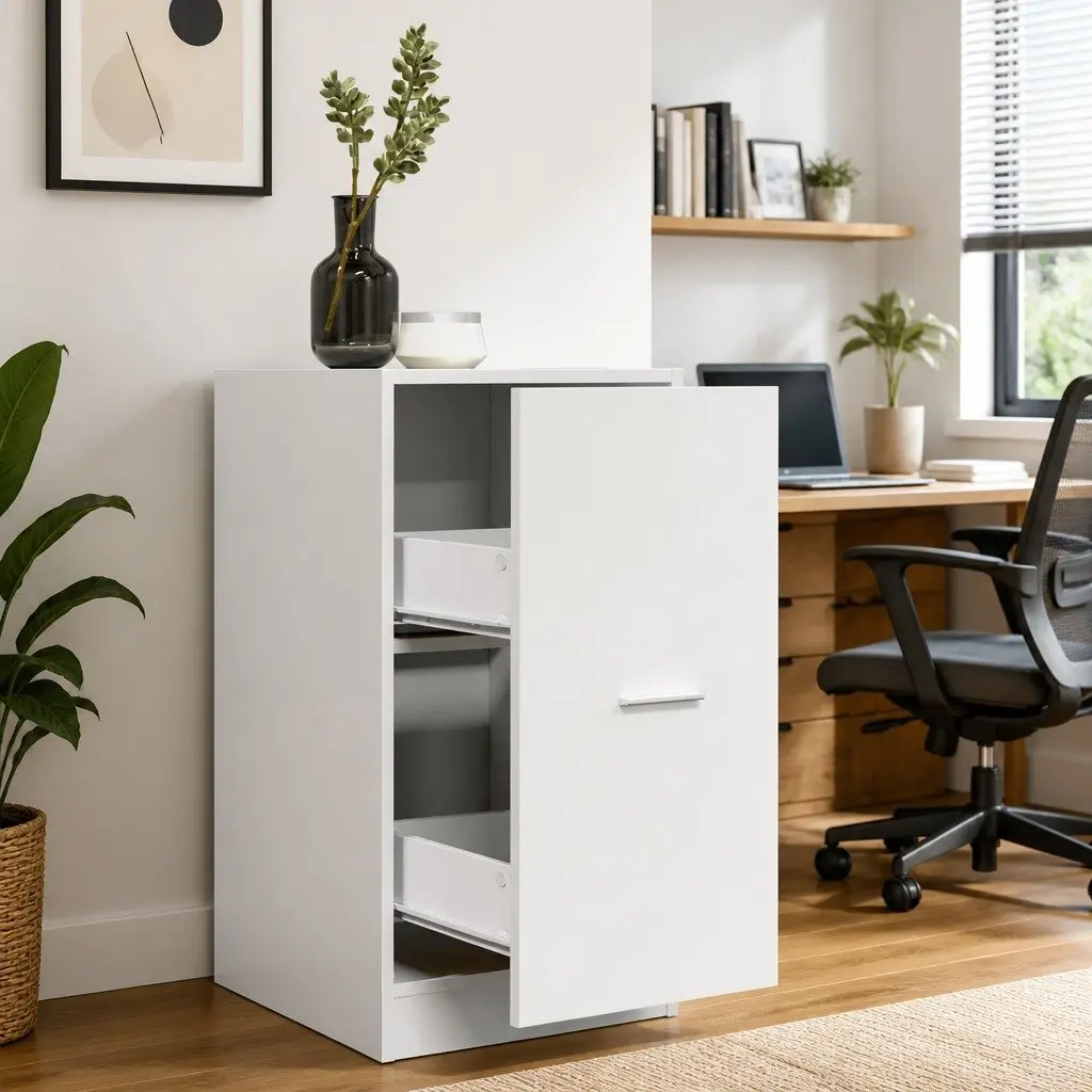 Apothecary Storage Chest Engineered Wood White Cabinet Bedroom Decorative 40x41x775cm